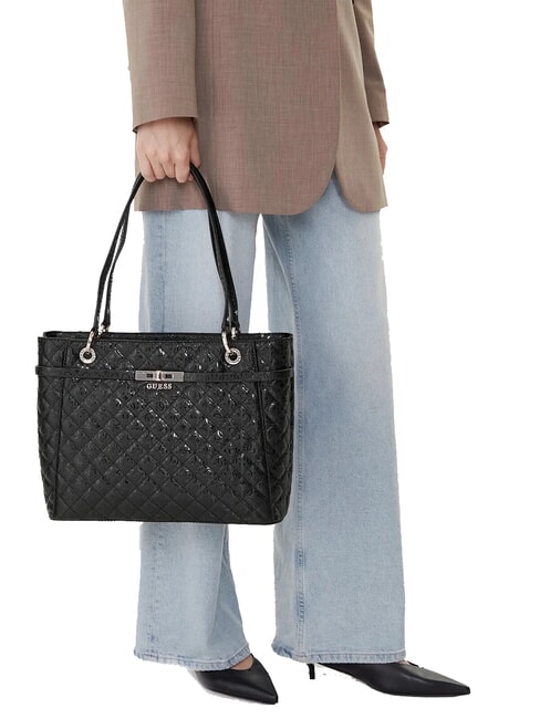 IDRA Sac cabas matelass&eacute; &agrave; bandouli&egrave;re NOIR - Sacs pour Femme