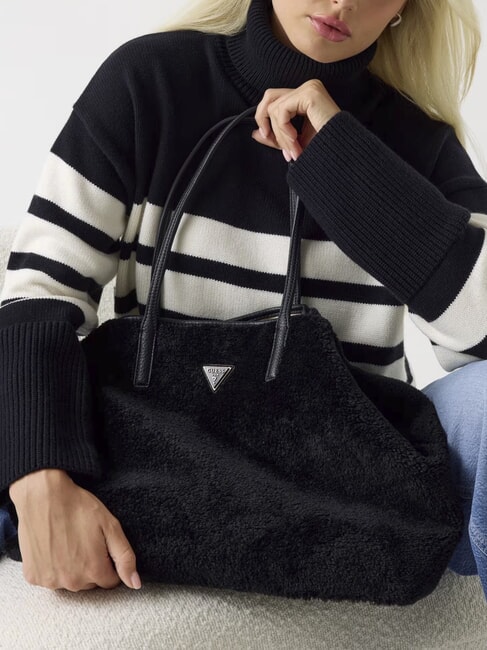 VICTORIA Sac cabas Teddy avec pochette NOIR - Sacs pour Femme