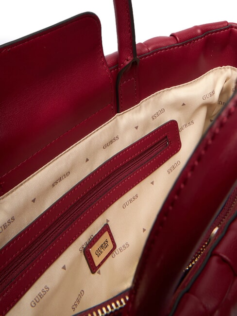 MARION Sac &agrave; main tress&eacute; avec bandouli&egrave;re ROUGE - Sacs pour Femme