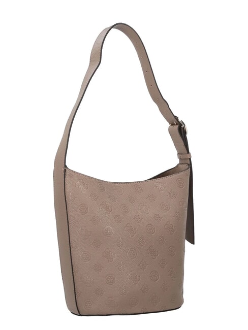 CRESIDIA Sac seau avec pochette logo taupe fonc&eacute; - Sacs pour Femme