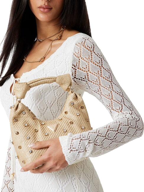 ISOTTA Sac bandouli&egrave;re en raphia orn&eacute; de bijoux lalie beaut&eacute; naturel - Sacs pour Femme