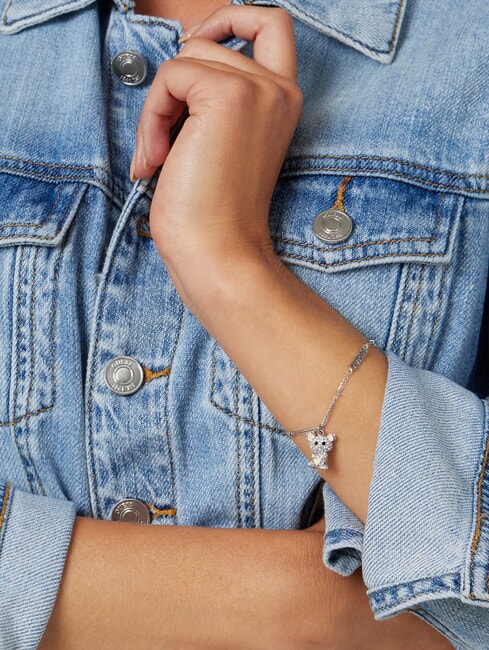 VINTAGE Bracelet avec breloque Mickey Mouse rhodi&eacute; / clair - Bracelets