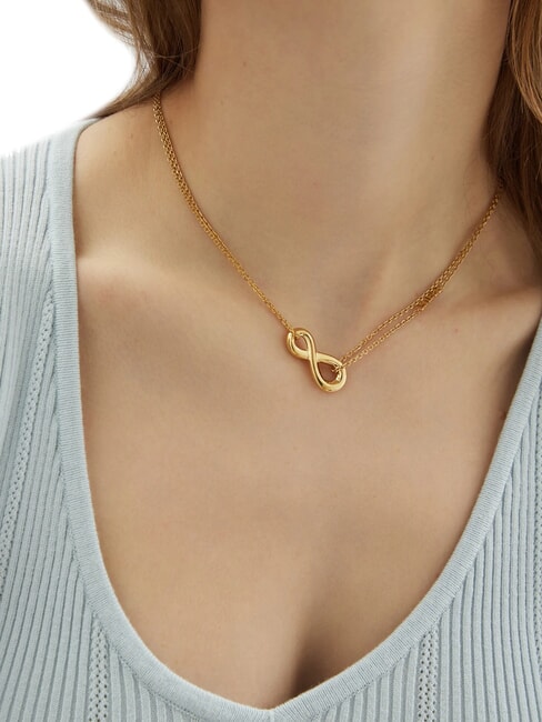 AMORE Collier &agrave; deux rangs avec pendentif infini or jaune - Colliers