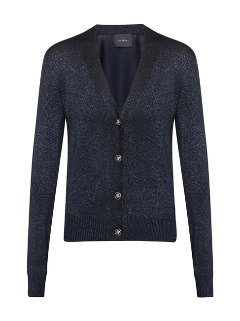 PEACEFUL Cardigan en lurex avec boutons bleu marine - Chandails pour femmes