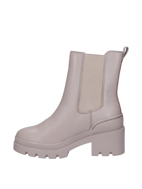 TH Bottines en cuir &agrave; talon moyen gris - Chaussures Femme