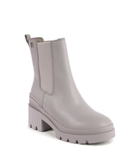 TOMMY HILFIGER TH Bottines en cuir &agrave; talon moyen gris - Chaussures Femme - 5