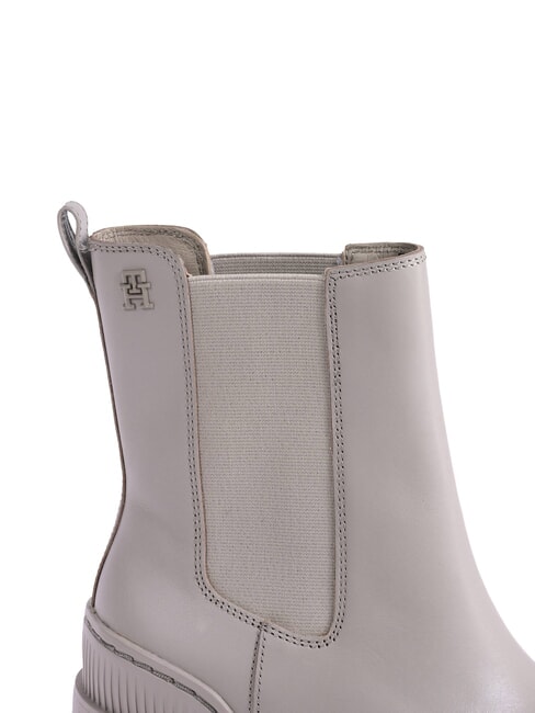 TH Bottines en cuir &agrave; talon moyen gris - Chaussures Femme