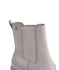 TOMMY HILFIGER TH Bottines en cuir &agrave; talon moyen gris - Chaussures Femme - 6