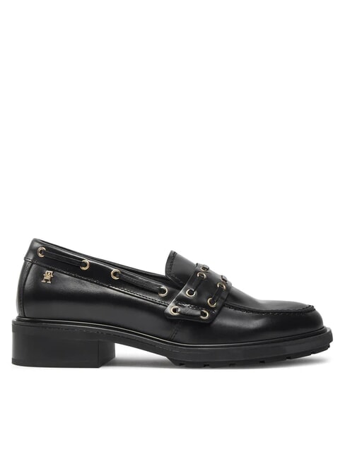CHUNKY NAUTICAL EYELETS  mocassins en cuir noir - Chaussures Femme