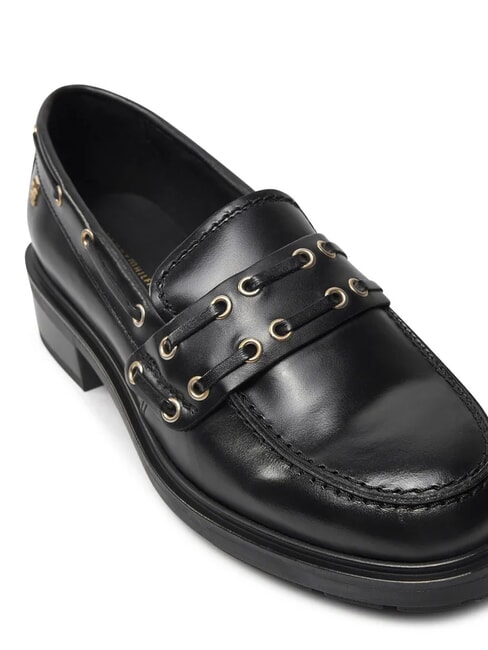 CHUNKY NAUTICAL EYELETS  mocassins en cuir noir - Chaussures Femme