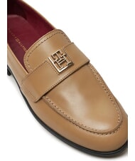 TOMMY HILFIGER THE LEATHER CLASSIC Mocassins en cuir pour femmes kaki - Chaussures Femme - 3