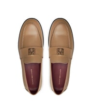 TOMMY HILFIGER THE LEATHER CLASSIC Mocassins en cuir pour femmes kaki - Chaussures Femme - 4
