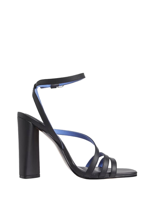 TH LEATHER BLOCK Sandales montantes en cuir avec bride &agrave; la cheville noir - Chaussures Femme