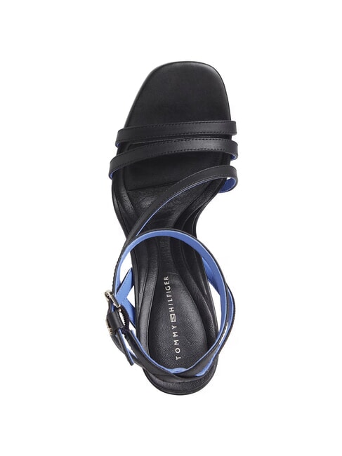 TH LEATHER BLOCK Sandales montantes en cuir avec bride &agrave; la cheville noir - Chaussures Femme