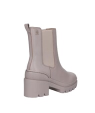 TOMMY HILFIGER TH Bottines en cuir &agrave; talon moyen gris - Chaussures Femme - 7