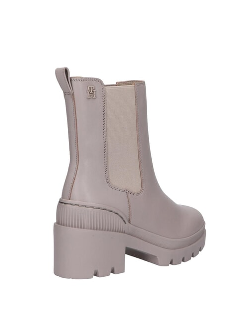 TH Bottines en cuir &agrave; talon moyen gris - Chaussures Femme