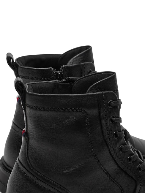 HILFIGER COMFORT Bottines en cuir &agrave; lacets avec fermeture &eacute;clair noir - Chaussures Homme