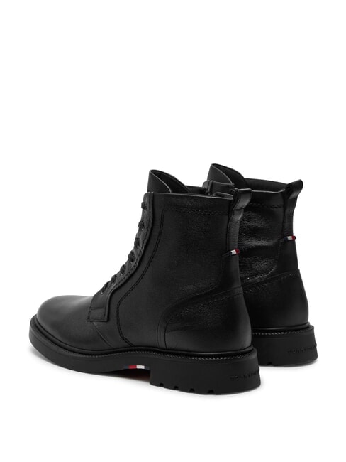 HILFIGER COMFORT Bottines en cuir &agrave; lacets avec fermeture &eacute;clair noir - Chaussures Homme