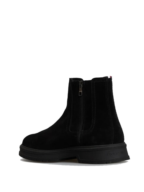 HILFIGER SUEDE Bottines en daim &agrave; fermeture &eacute;clair noir - Chaussures Homme