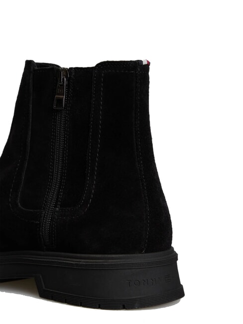 HILFIGER SUEDE Bottines en daim &agrave; fermeture &eacute;clair noir - Chaussures Homme
