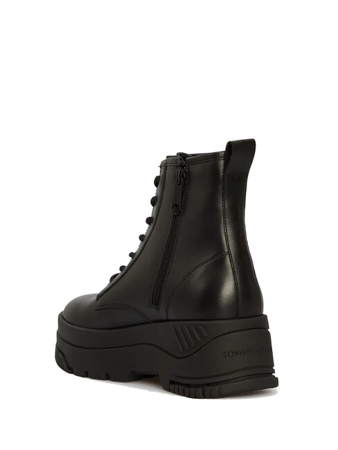 TH JEANS Bottines en cuir &agrave; plateforme avec fermeture &eacute;clair noir - Chaussures Femme