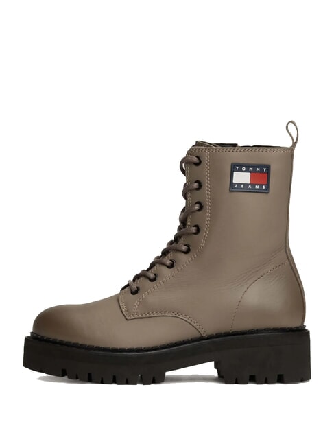 TOMMY JEANS Urban Lace Up Bottines en cuir gris - Chaussures Femme