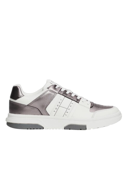 TOMMY JEANS Baskets en cuir blanc / argent - Chaussures Femme