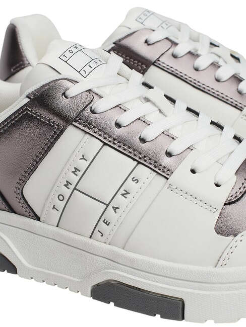 TOMMY JEANS Baskets en cuir blanc / argent - Chaussures Femme