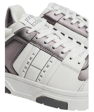 TOMMY HILFIGER TOMMY JEANS Baskets en cuir blanc / argent - Chaussures Femme - 3