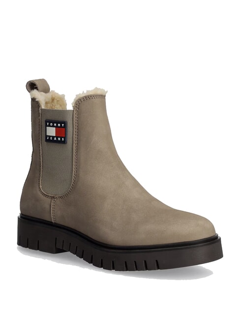 TH JEANS bottines en cuir nubuck kaki - Chaussures Femme