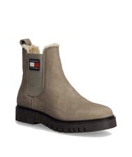 TOMMY HILFIGER TH JEANS bottines en cuir nubuck kaki - Chaussures Femme - 3