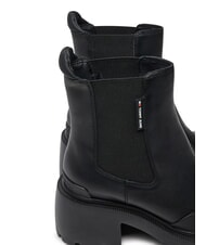 TOMMY HILFIGER TH JEANS Bottines en cuir &agrave; talon moyen noir - Chaussures Femme - 3