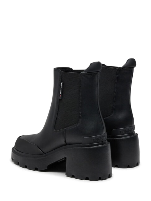TH JEANS Bottines en cuir &agrave; talon moyen noir - Chaussures Femme