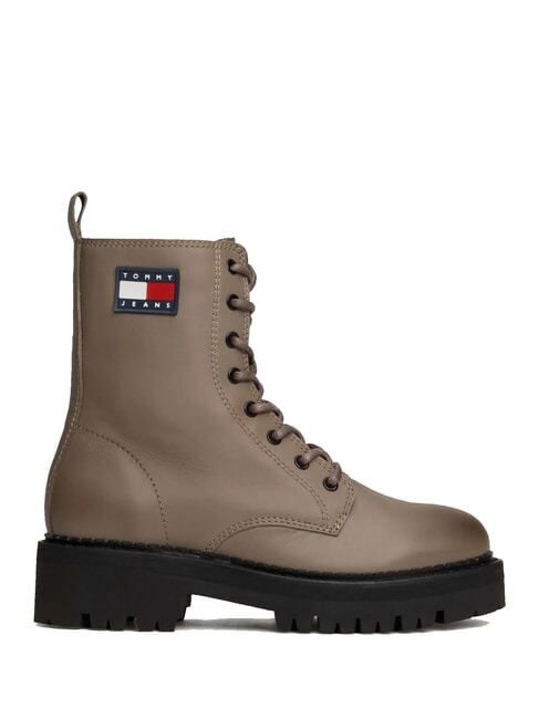 TOMMY JEANS Urban Lace Up Bottines en cuir gris - Chaussures Femme