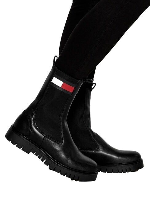 TH JEANS bottines en cuir noir - Chaussures Femme