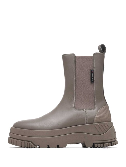 TH JEANS  Bottines hautes en cuir gris - Chaussures Femme