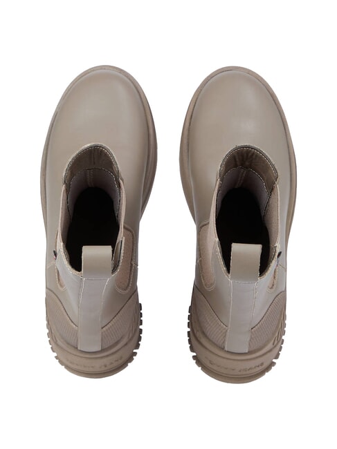 TH JEANS  Bottines hautes en cuir gris - Chaussures Femme