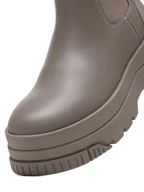 TH JEANS  Bottines hautes en cuir gris - Chaussures Femme