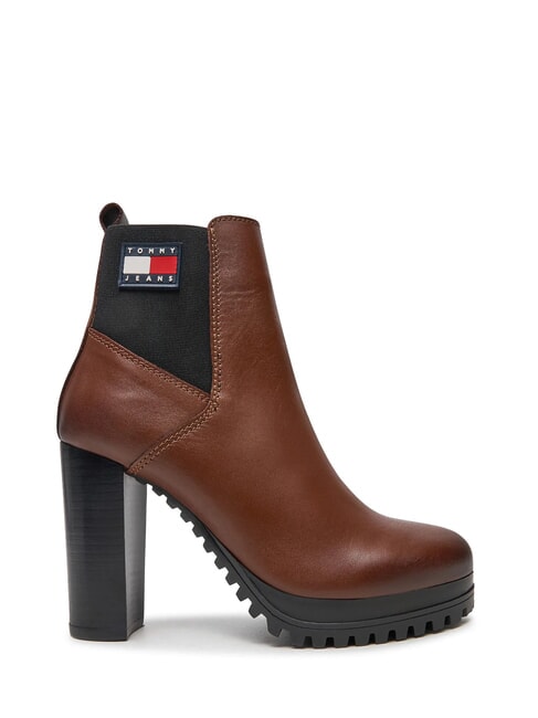 TJW NEW ESS HIGH HEEL Bottines en cuir &agrave; talons carr&eacute;s brun - Chaussures Femme