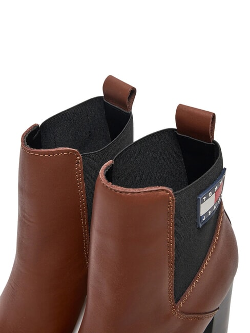 TJW NEW ESS HIGH HEEL Bottines en cuir &agrave; talons carr&eacute;s brun - Chaussures Femme