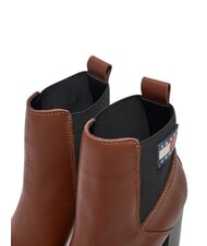 TOMMY HILFIGER TJW NEW ESS HIGH HEEL Bottines en cuir &agrave; talons carr&eacute;s brun - Chaussures Femme - 4