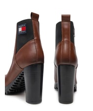 TOMMY HILFIGER TJW NEW ESS HIGH HEEL Bottines en cuir &agrave; talons carr&eacute;s brun - Chaussures Femme - 5