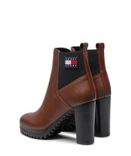 TOMMY HILFIGER TJW NEW ESS HIGH HEEL Bottines en cuir &agrave; talons carr&eacute;s brun - Chaussures Femme - 6