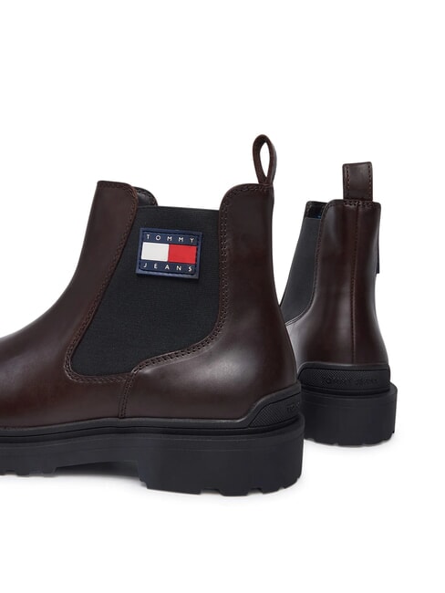 TOMMY JEANS CHELSEA LEATHER  Bottines en cuir brun - Chaussures Homme