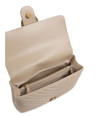 PINKO CLASSIC LADY LOVE BAG sac &agrave; chevrons beige-gris fum&eacute;-or antique - Sacs pour Femme - 3