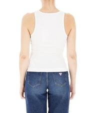 GUESS NEW SL ROUND GUENDALINA D&eacute;bardeur &agrave; logo strass&eacute; 4G blanc pur - T-shirt - 2
