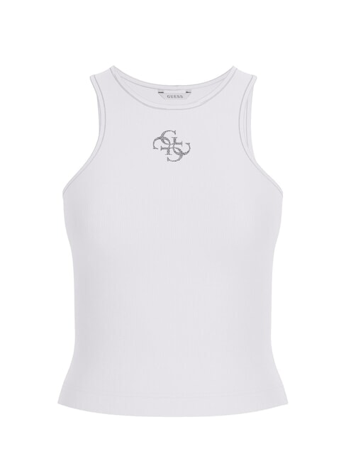 NEW SL ROUND GUENDALINA D&eacute;bardeur &agrave; logo strass&eacute; 4G blanc pur - T-shirt