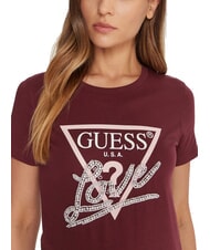 GUESS PEARLS LOVE TRIANGLE T-shirt avec imprim&eacute; et applications rouge noir - T-shirt - 3