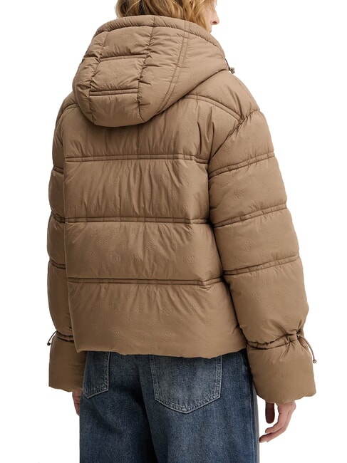 NEW DAISY Doudoune &agrave; capuche taupe d&eacute;lav&eacute; multi - Doudounes femme