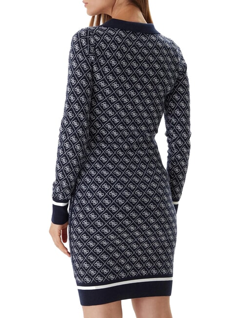 AUBREY robe tricot&eacute;e 4g bleu et cr&egrave;me - V&ecirc;tements femme